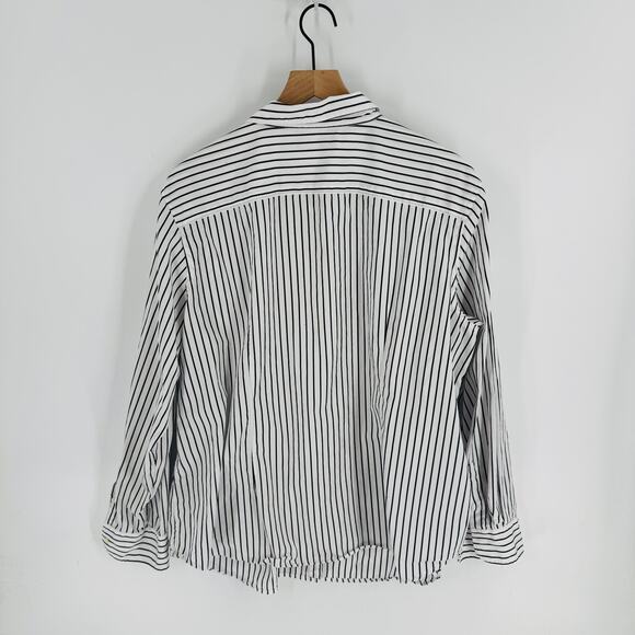 Lauren Ralph Lauren Black White Vertical Striped Button Down Shirt Plus Size 20W - Picture 2 of 8